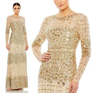 MAC DUGGAL | Embellished Illusion High Neck Long Sleeve Gown #10951